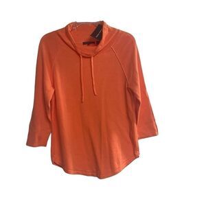 JEANNE PIERRE Women’s Coral Peach Lightweight Cowl Neck Sweater Top Size Small